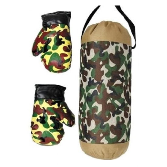 Camouflage Boxing Bag with Gloves