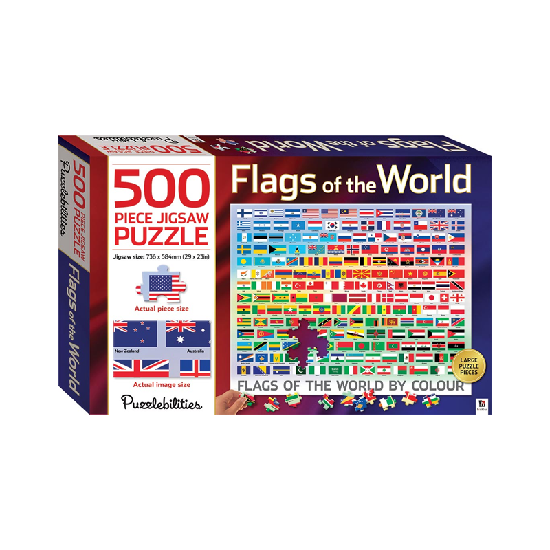 FLAGS OF THE WORLD  World Impressions Jigsaw PUZZLE 1996 500pc NEW 19" ROUND TIN